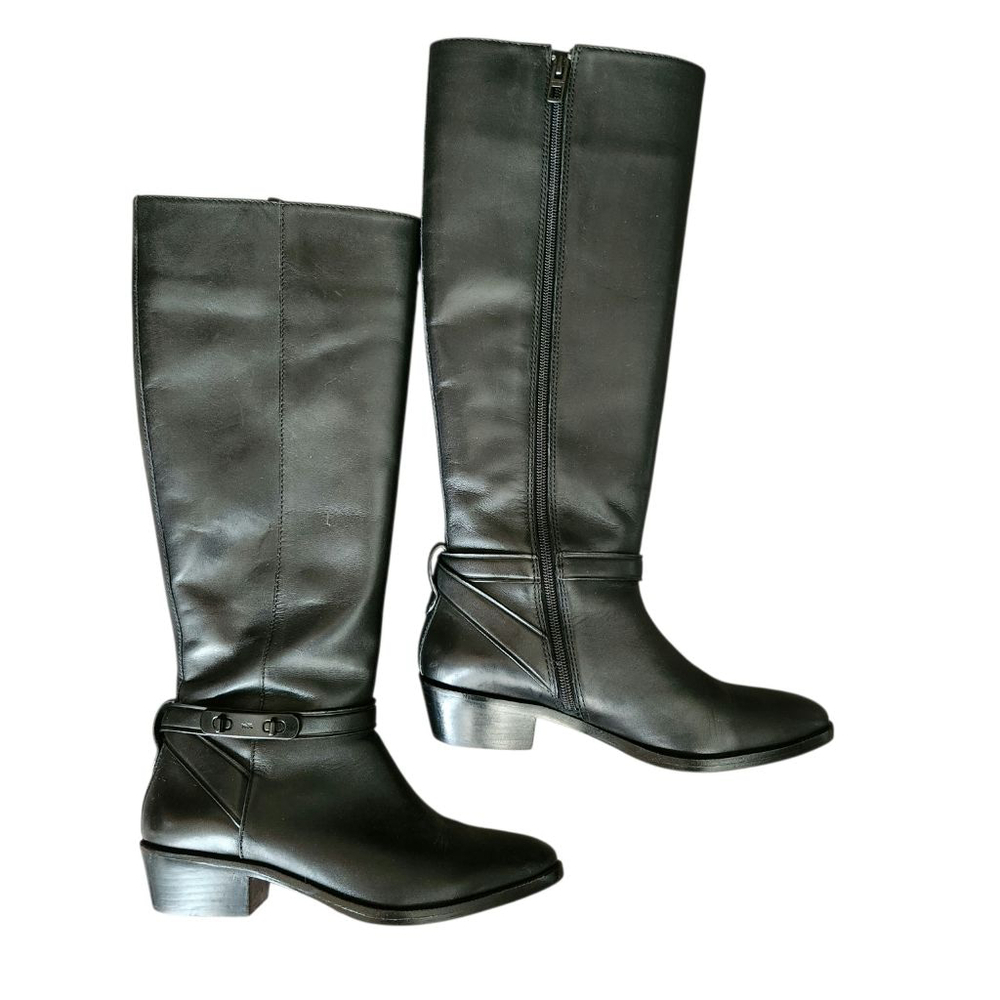 Coach Womens Black Leather Heeled Boots Size 6 - Picture 4 of 10